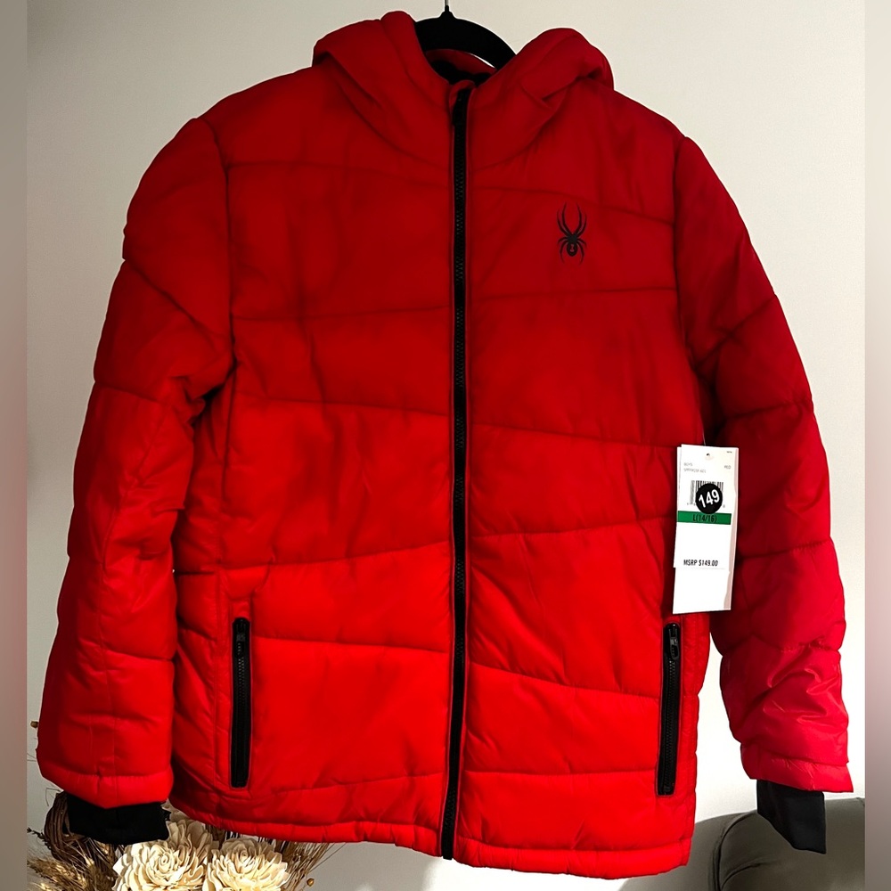 Spyder Kids Bright Red Hooded Puffer Jacket